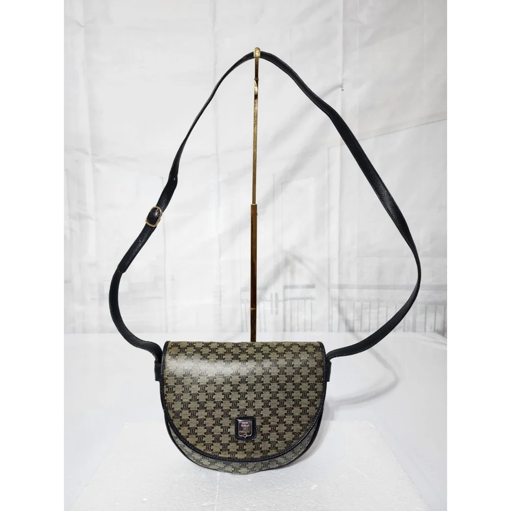 CELINE Macadam Crossbody Bag Navy Blue/Beige